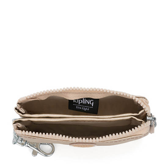 Kipling Creativity Mini Metallic Pouch Keychain Tassen Goud Beige | België 1115QM